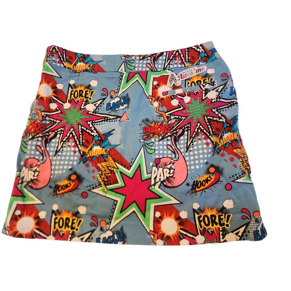 Royal & Awesome Golf Comic/Cartoon Print Skort Size 10